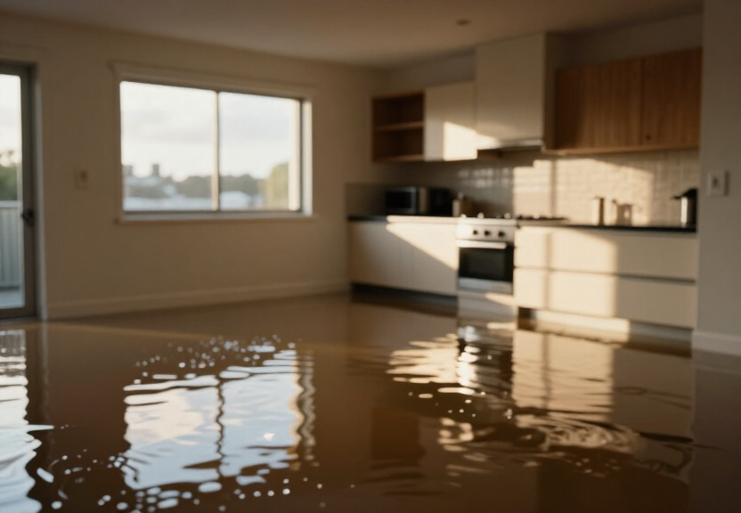 Water-damaged office in Denistone West before restoration